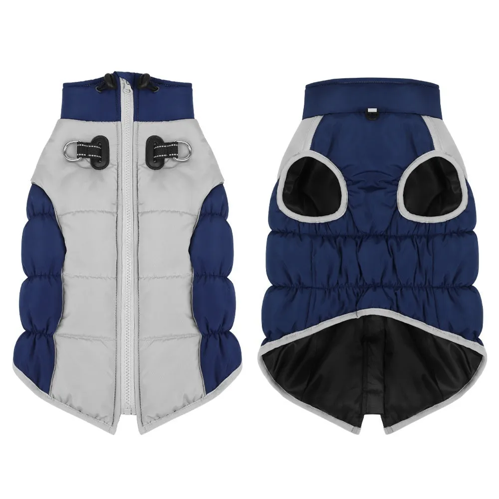 Cotton windproof dog winter coat in black blue red navy blue colours sizes XL 2XL 3XL 4XL 5XL 6XL