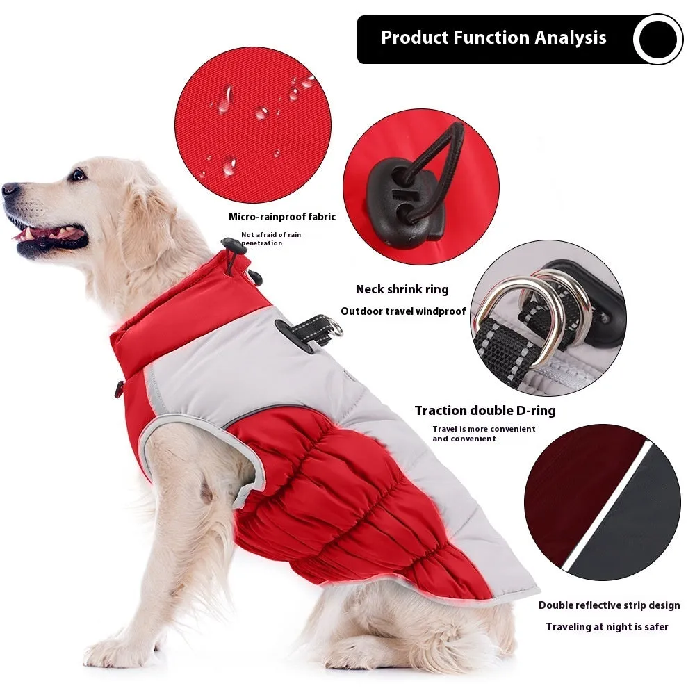 Cotton windproof dog winter coat in black blue red navy blue colours sizes XL 2XL 3XL 4XL 5XL 6XL