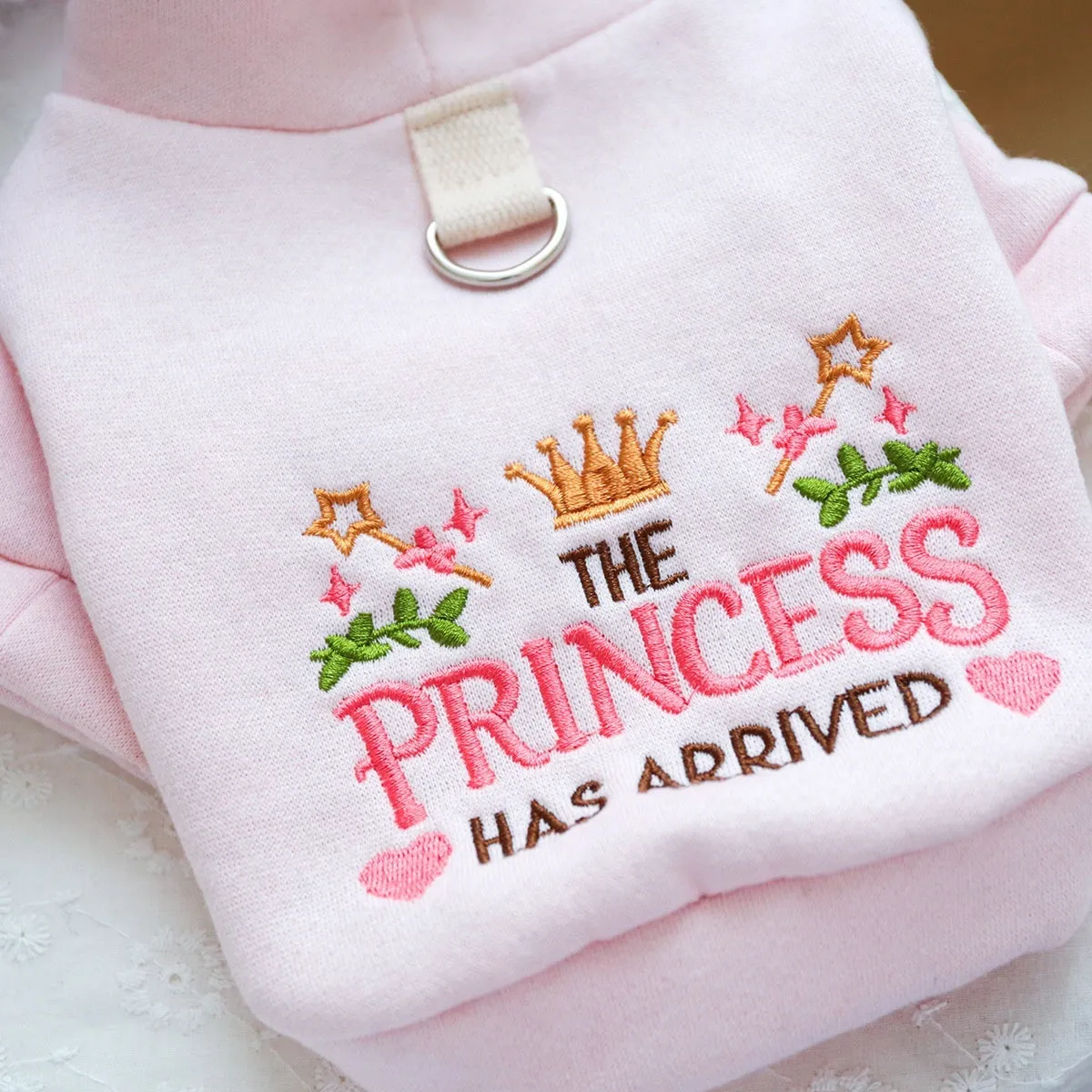 Little Princess design hooded pet sweater for dogs and cats in polyester fabric