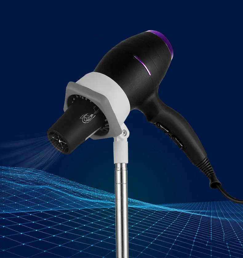 Floor hair dryer stand with adjustable tray for dog cat grooming in black finish
