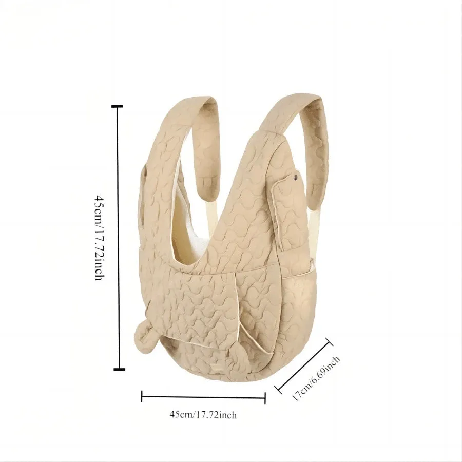 Dark khaki portable pet chest bag with large capacity, shown from the front.