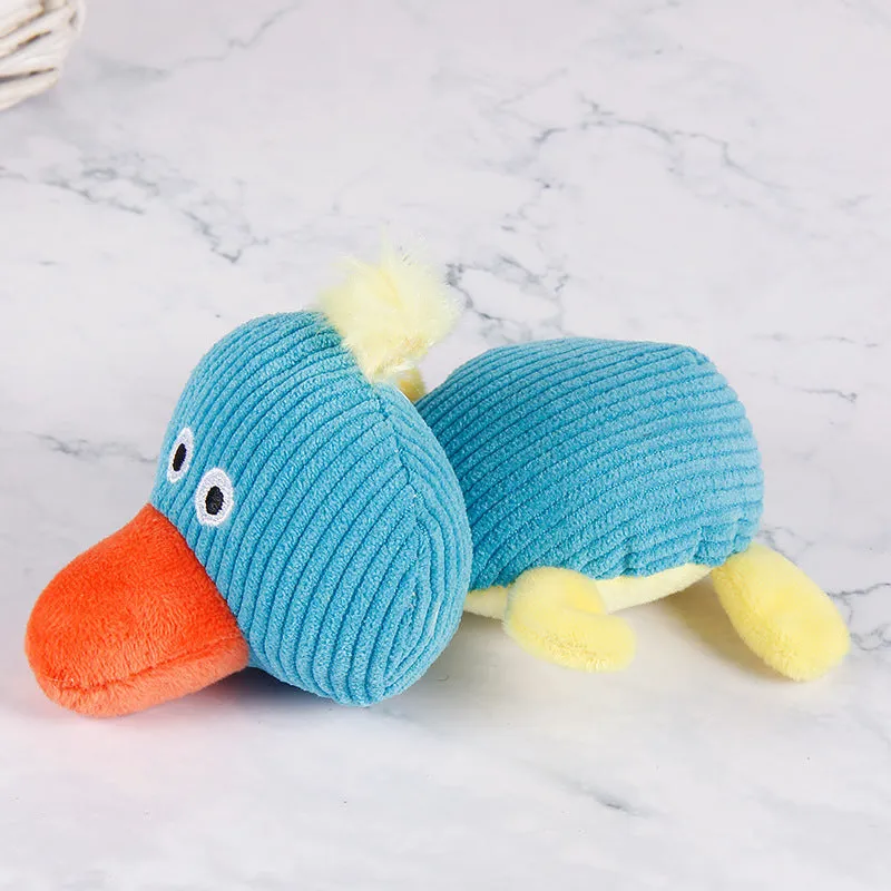 Corn velvet screaming cow and screaming duck plush dog toys with squeaker internal sound feature