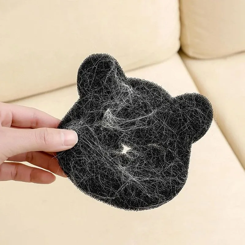 Black bear shaped sponge cleaning ball for pet hair removal from fabrics