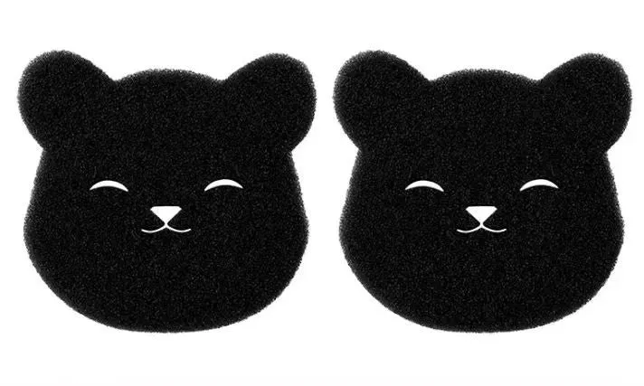 Black bear shaped sponge cleaning ball for pet hair removal from fabrics