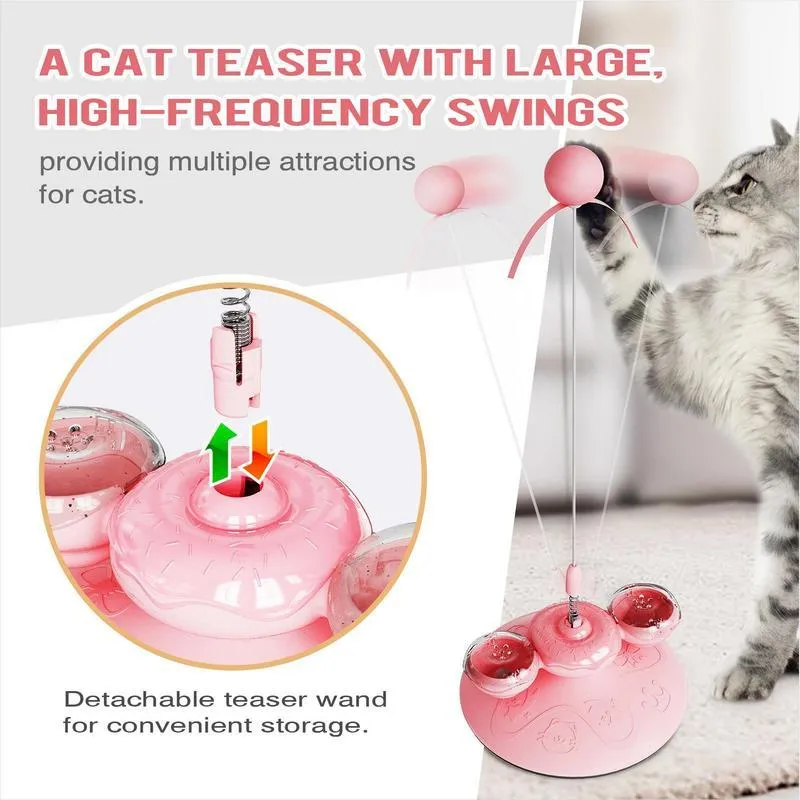 Cat interactive toy with suction cup base and colourful LED lights on spring mechanism