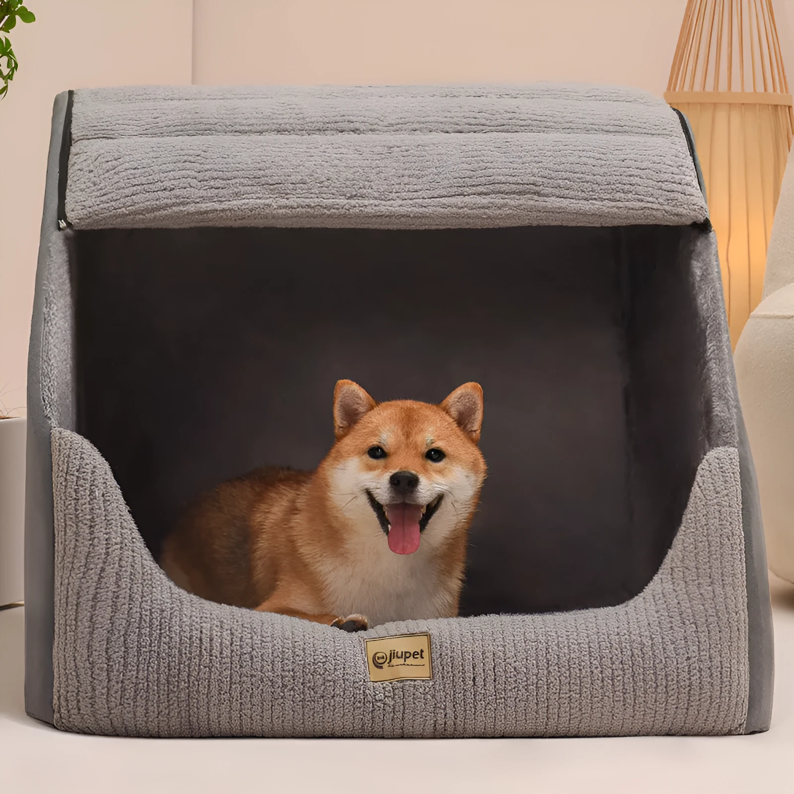 Classic gray washable dog bed with removable cover for medium to large dogs including golden retrievers