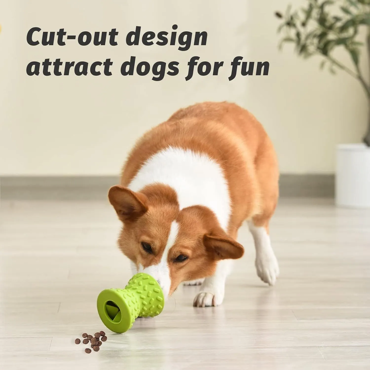 Blue durable natural rubber interactive treat dispensing dog toy for aggressive chewers.