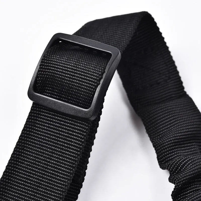 Black nylon pet vehicle retractable safety rope with metal buckle, 53-74cm length, on car seat