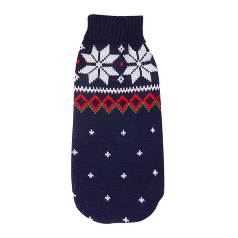 Christmas turtleneck knitting sweater for dogs in red reindeer pattern on a small dog, acrylic fabric, multiple sizes available