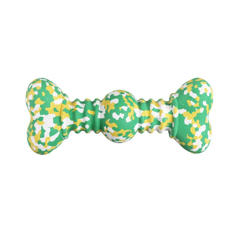 Natural rubber dog chew toy with camouflage pattern for large breed aggressive chewers
