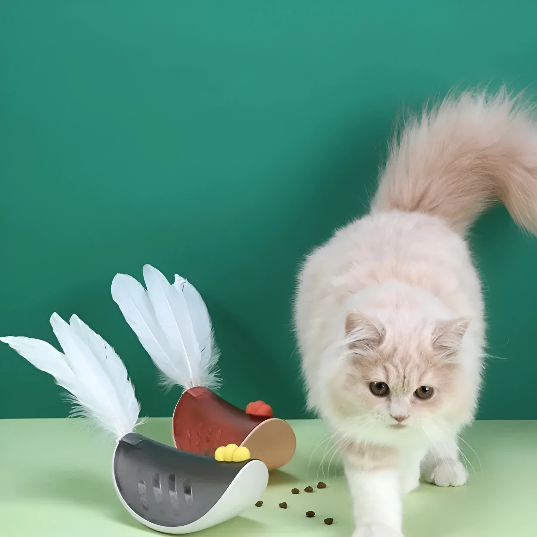 Pet food leaking toy in blue for small cats and dogs, reusable interactive feeder