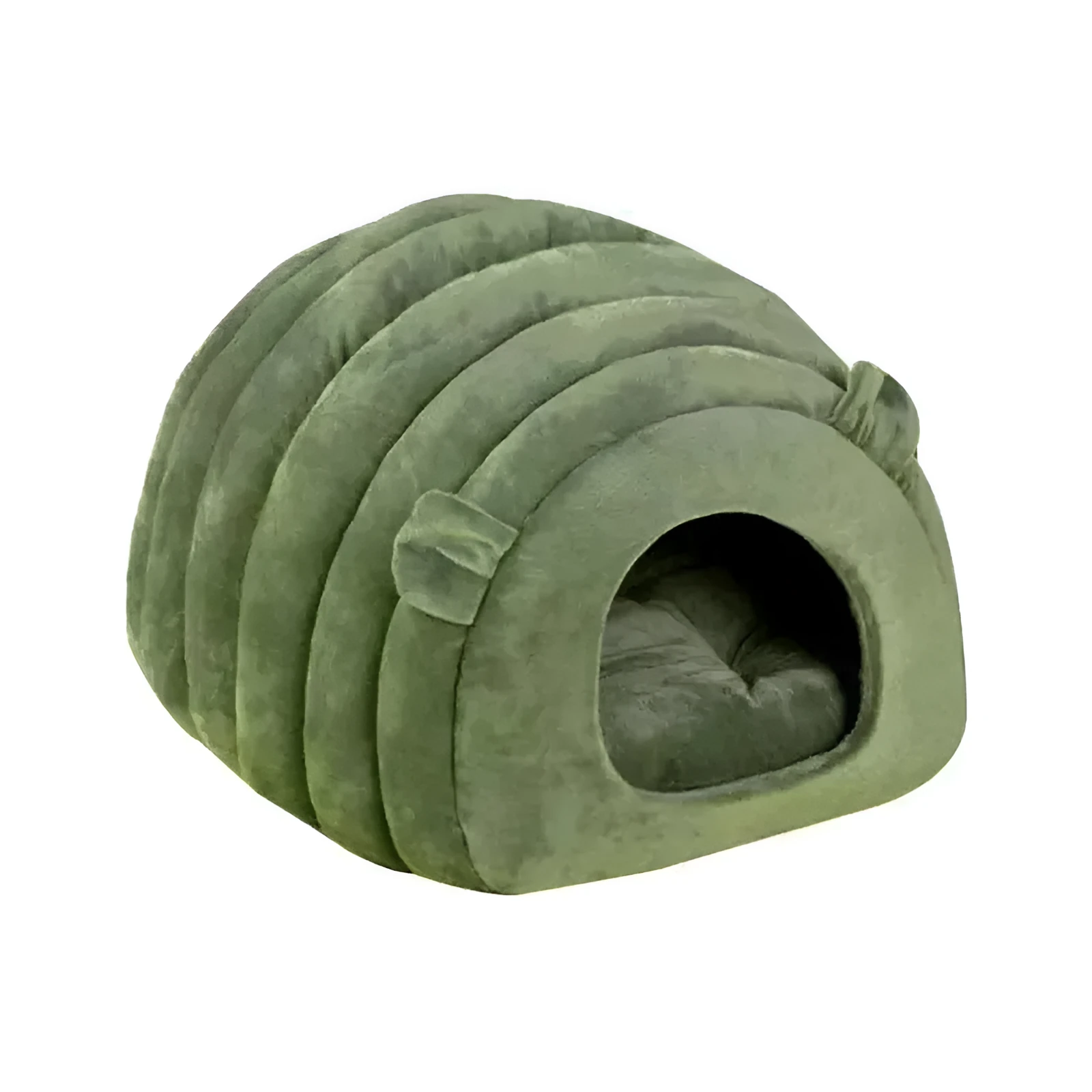 Plush cat bed house in brown with removable cushion, 38x42x33cm, for small pets