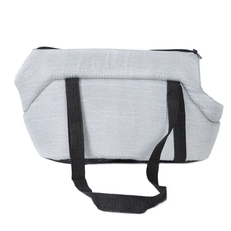 Portable mesh dog carrier bag for small pets, available in Gray and Red, with foldable design