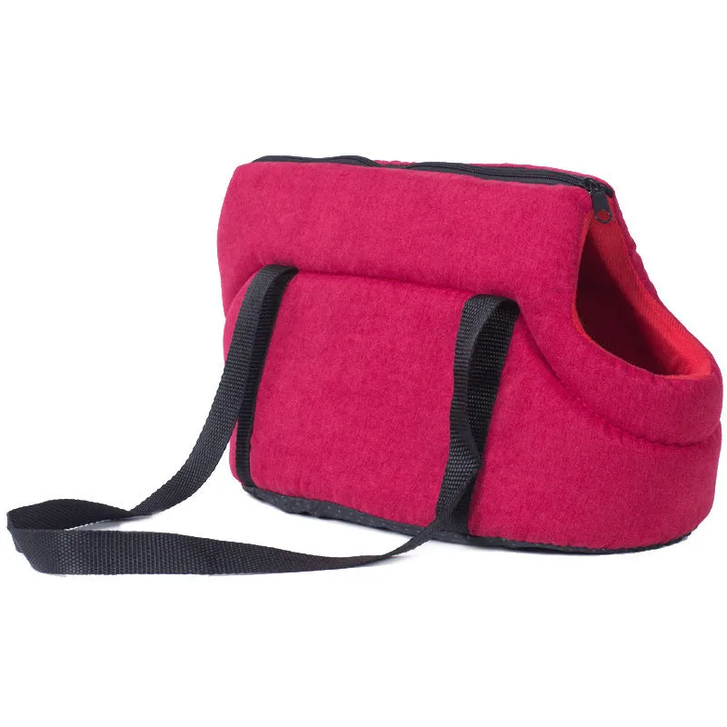 Portable mesh dog carrier bag for small pets, available in Gray and Red, with foldable design