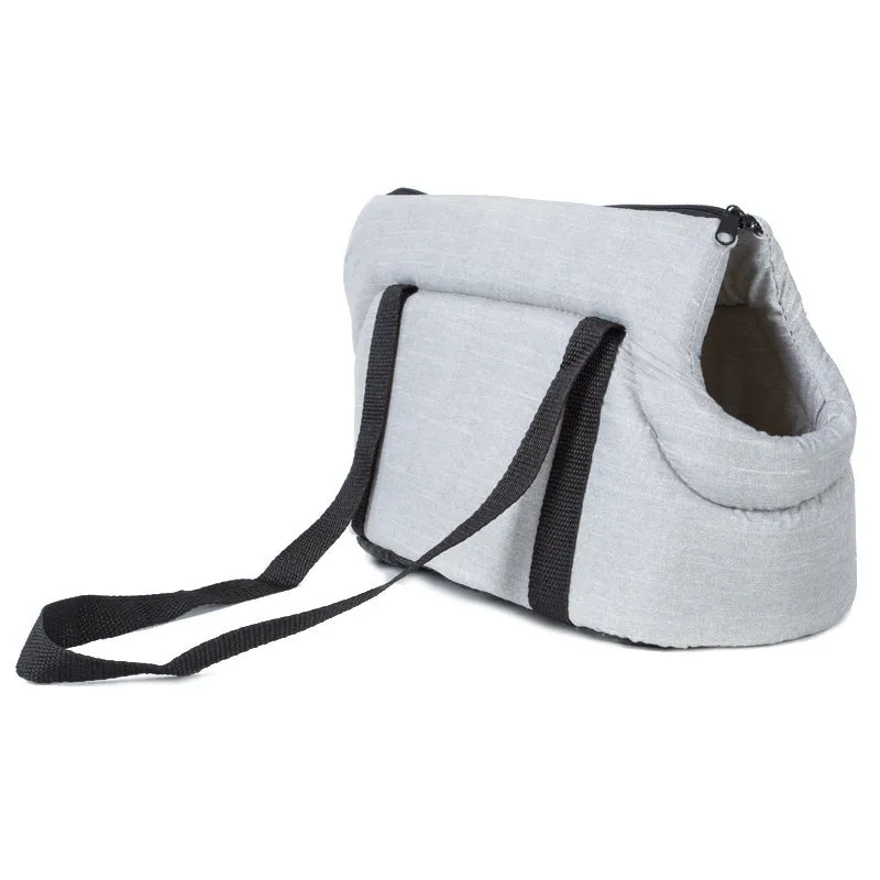 Portable mesh dog carrier bag for small pets, available in Gray and Red, with foldable design