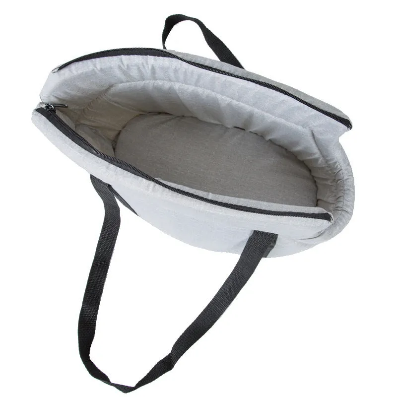 Portable mesh dog carrier bag for small pets, available in Gray and Red, with foldable design