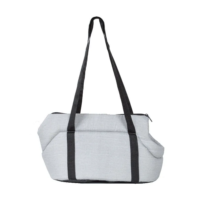 Portable mesh dog carrier bag for small pets, available in Gray and Red, with foldable design