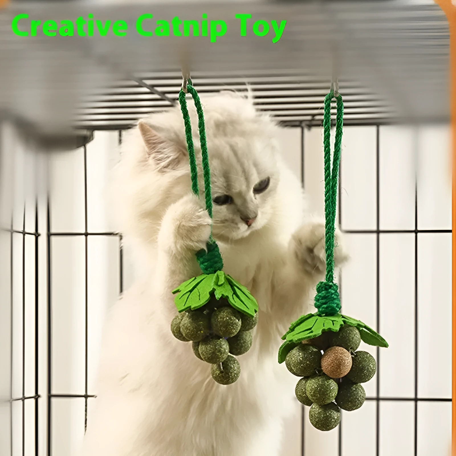Mint grape cluster teaser molar cat toy in cotton thread with three flavour options