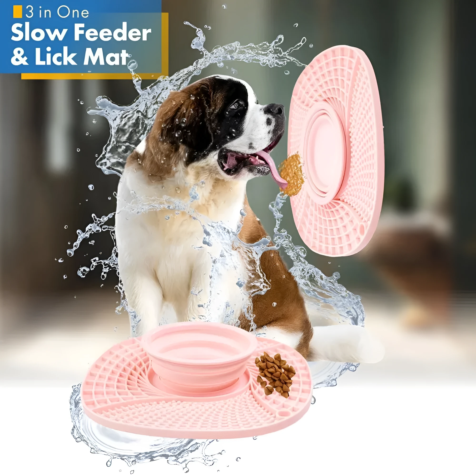 Pet dog slow feeder bowl non slip puzzle anti-gulping feeding dish for small medium dogs