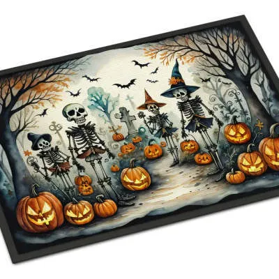Black Halloween cartoon printed polyester floor mat on porch, 40x60cm size