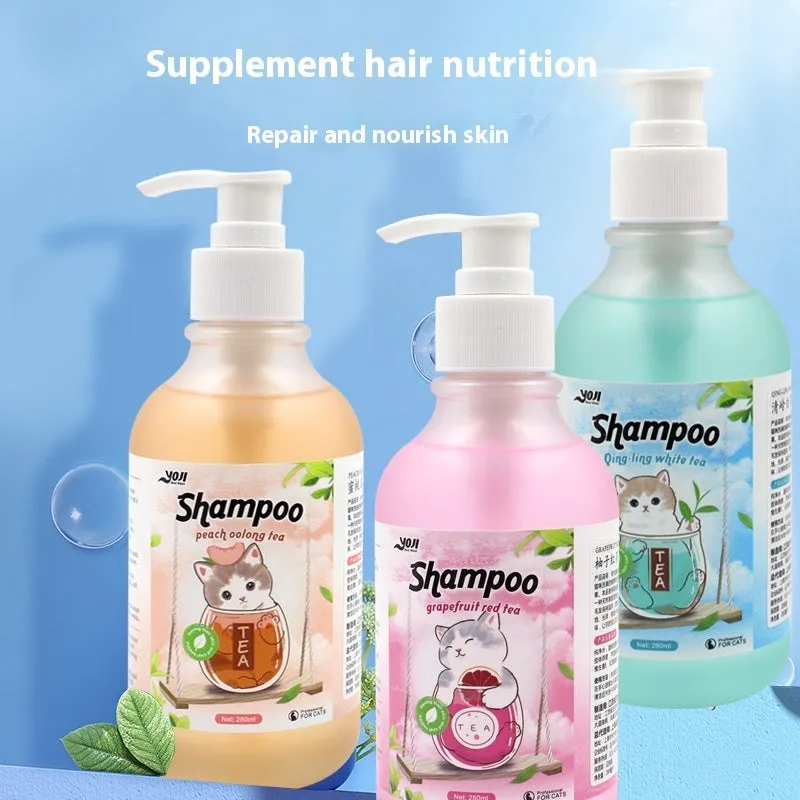 Cat universal bath lotion shampoo 280ml in three tea fragrances for anti-mite and deodorisation
