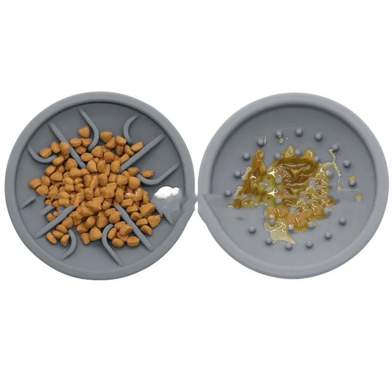 Pet drop-resistant silicone slow tableware frisbee in small size 120x120x55mm, available in black