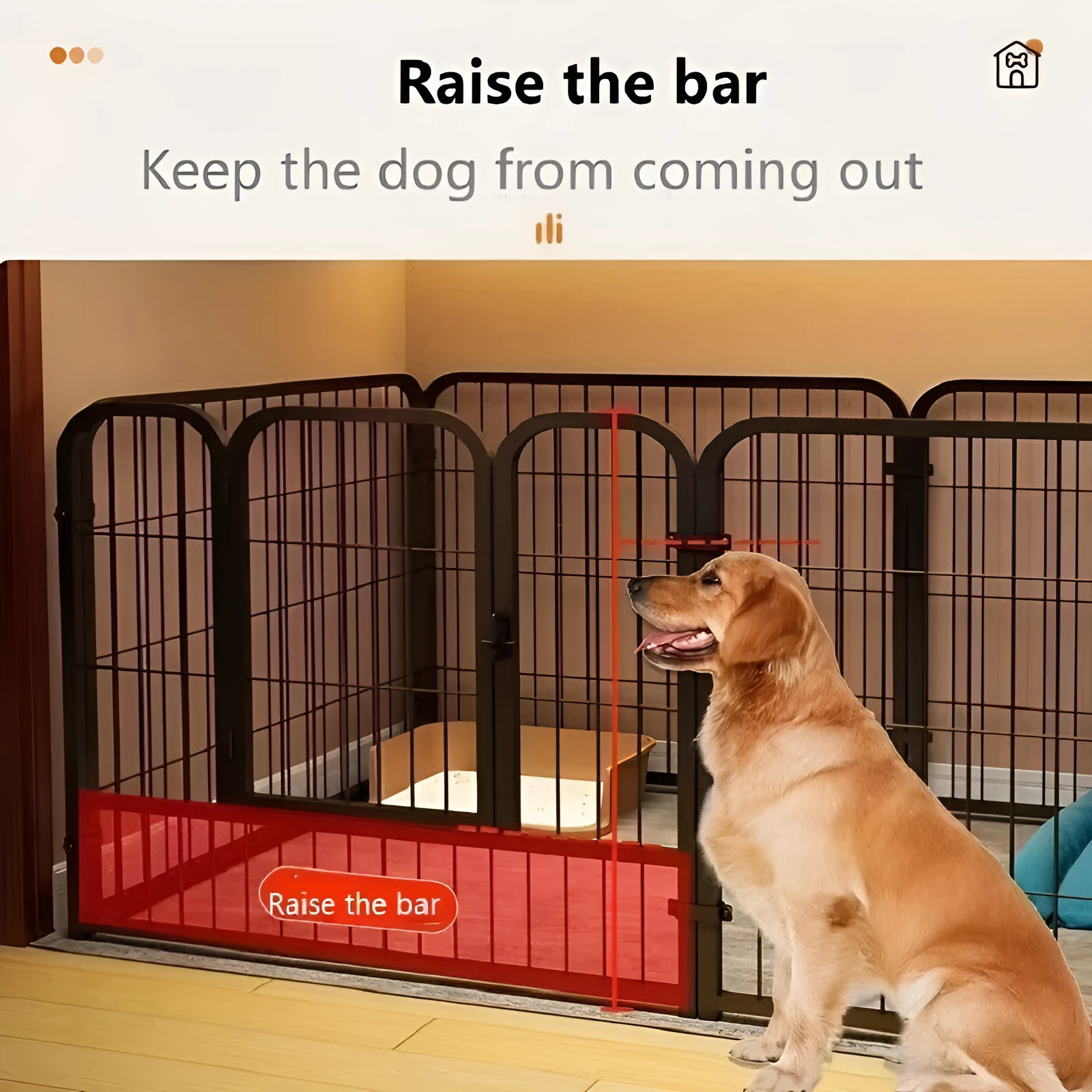 Modern wrought iron pet fence for small to medium dogs, indoor guardrail, Seventy and Eighty sizes