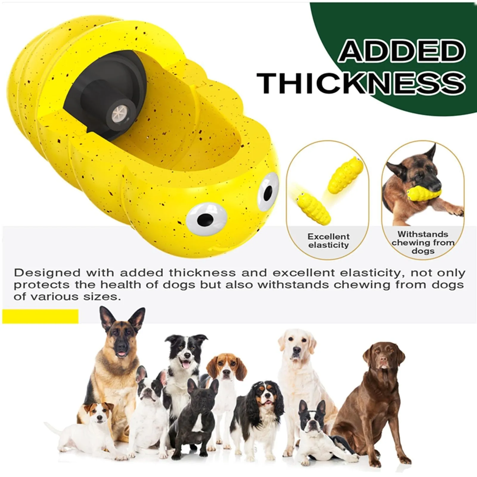 Indestructible squeaky dog chew toy for aggressive chewers, food grade material, medium size, green colour