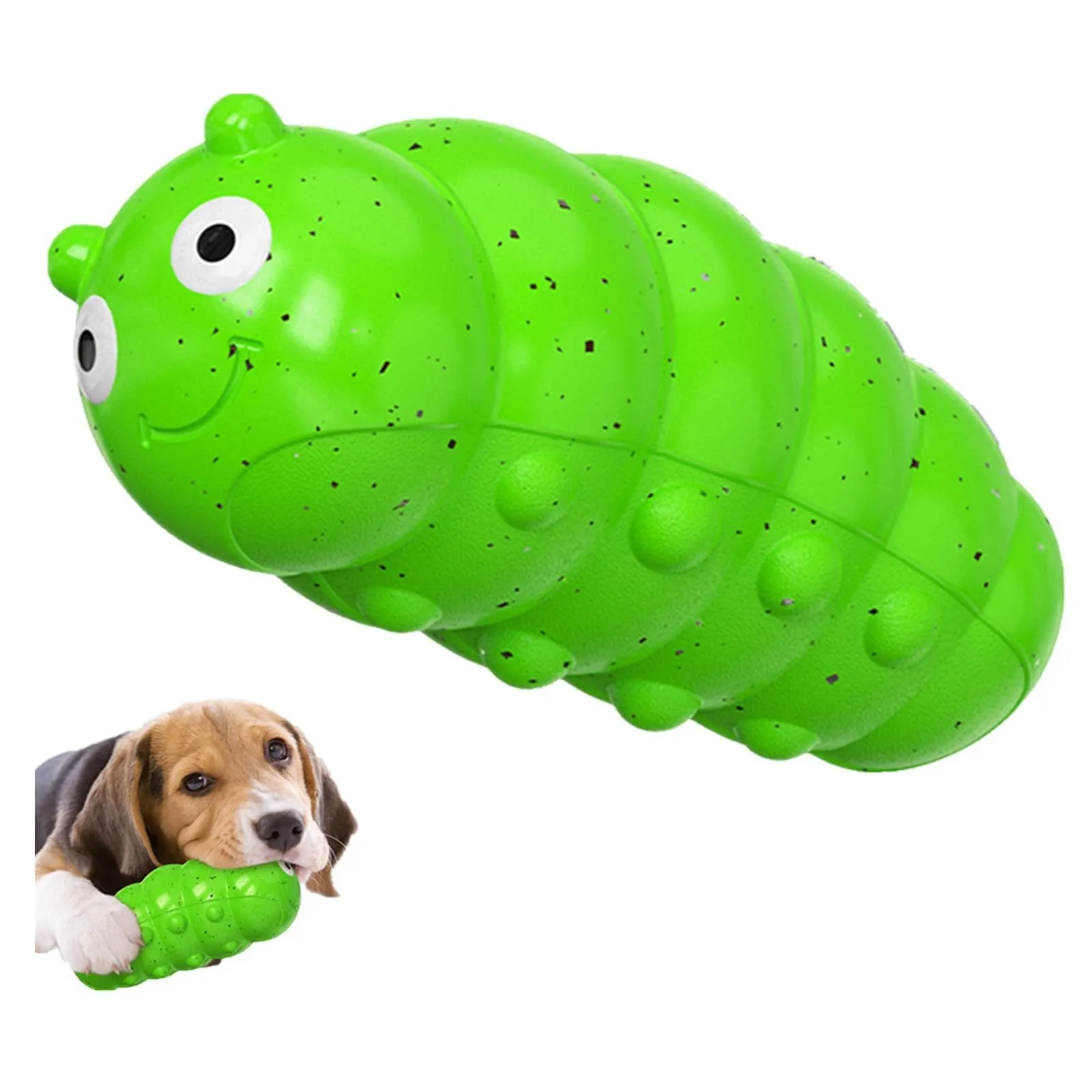 Indestructible squeaky dog chew toy for aggressive chewers, food grade material, medium size, green colour