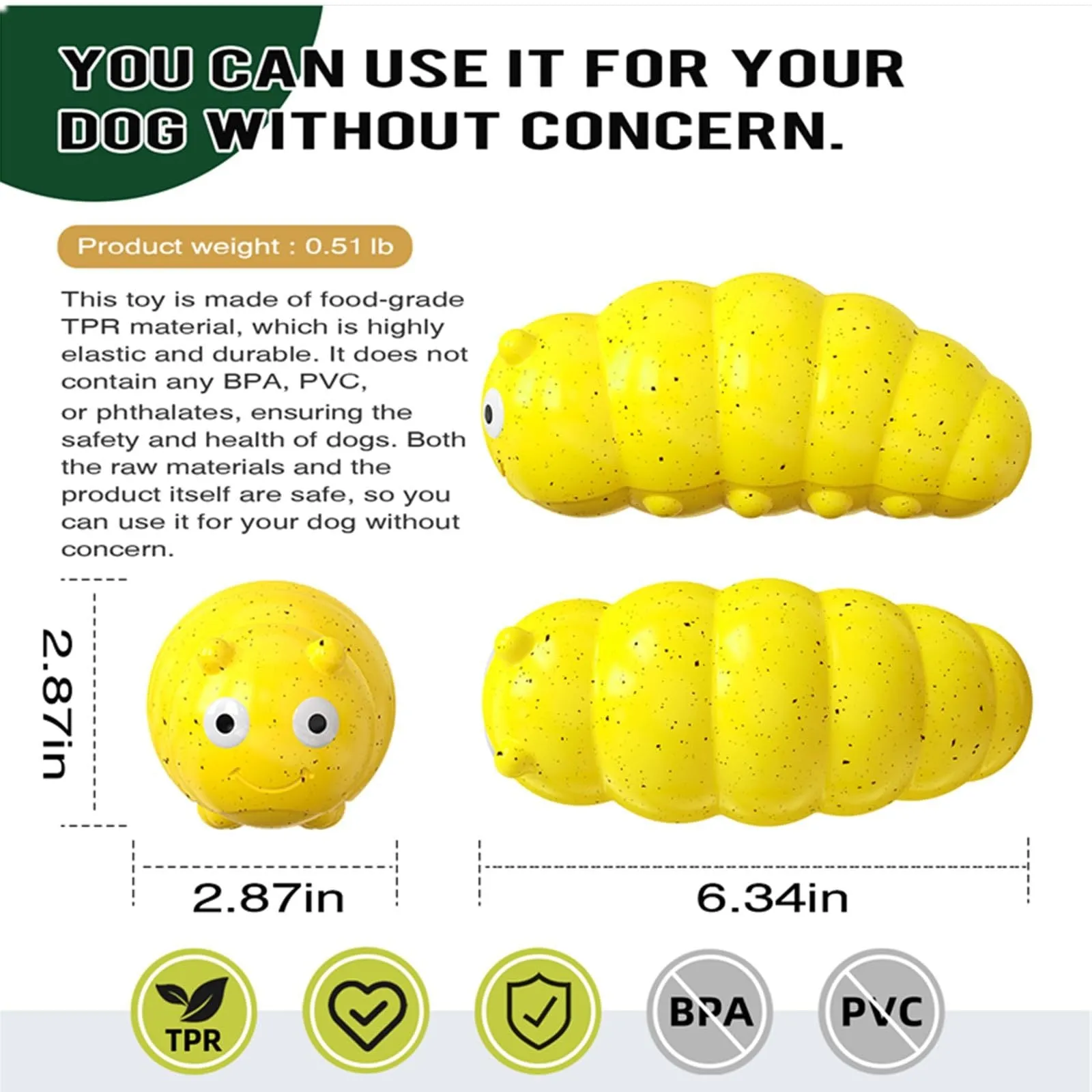 Indestructible squeaky dog chew toy for aggressive chewers, food grade material, medium size, green colour