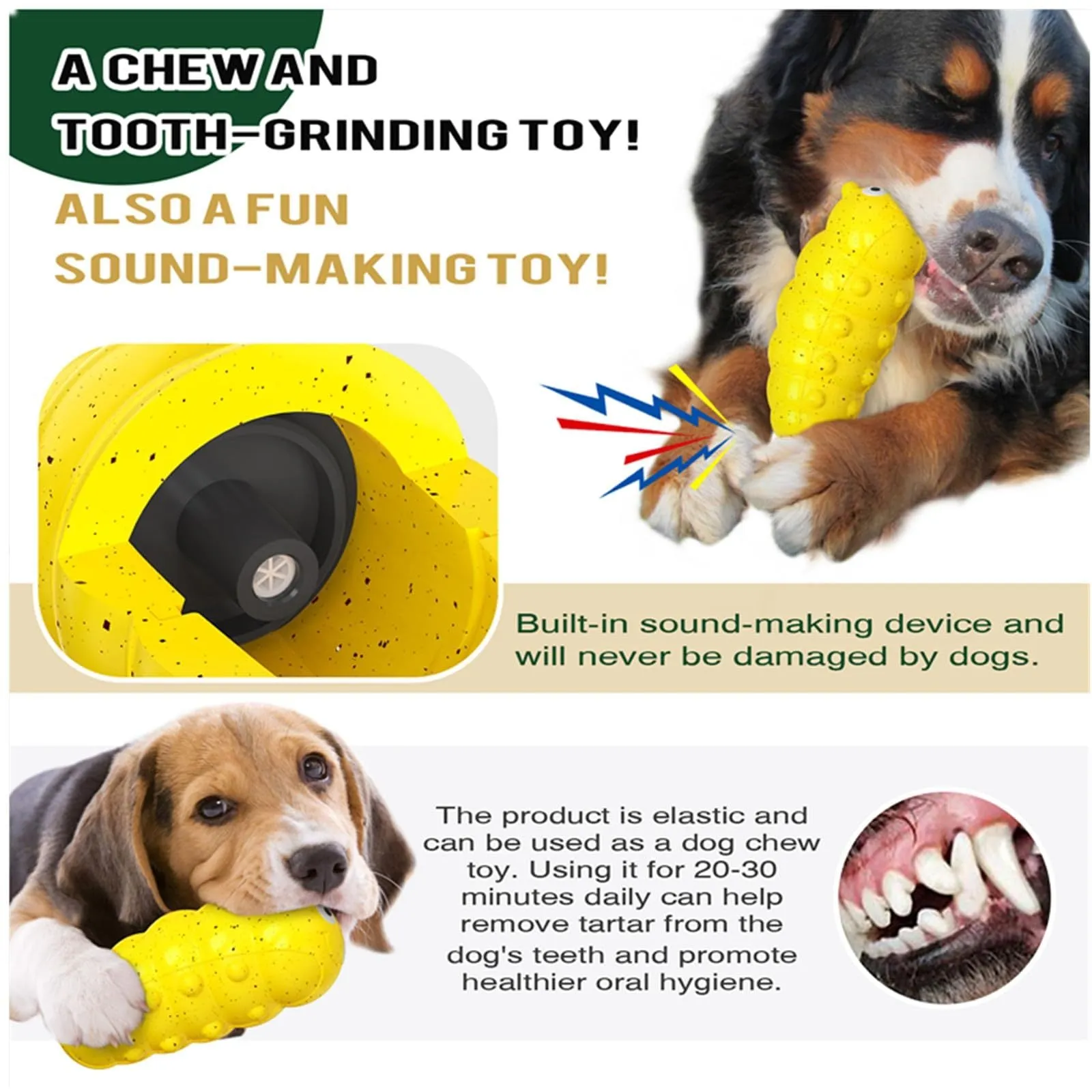 Indestructible squeaky dog chew toy for aggressive chewers, food grade material, medium size, green colour