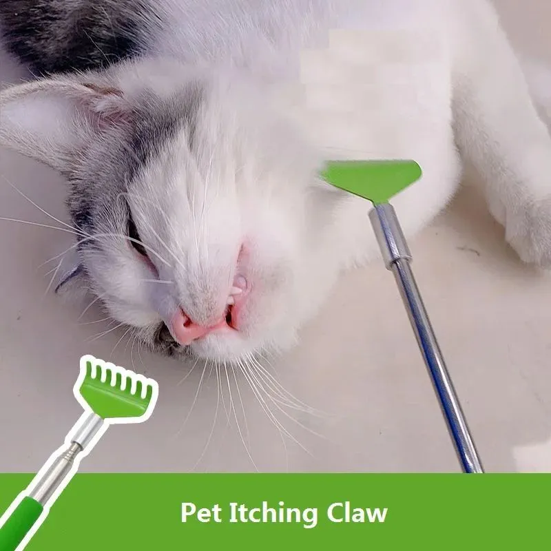 Orange retractable cat scratching toy with stainless steel body extended to full length