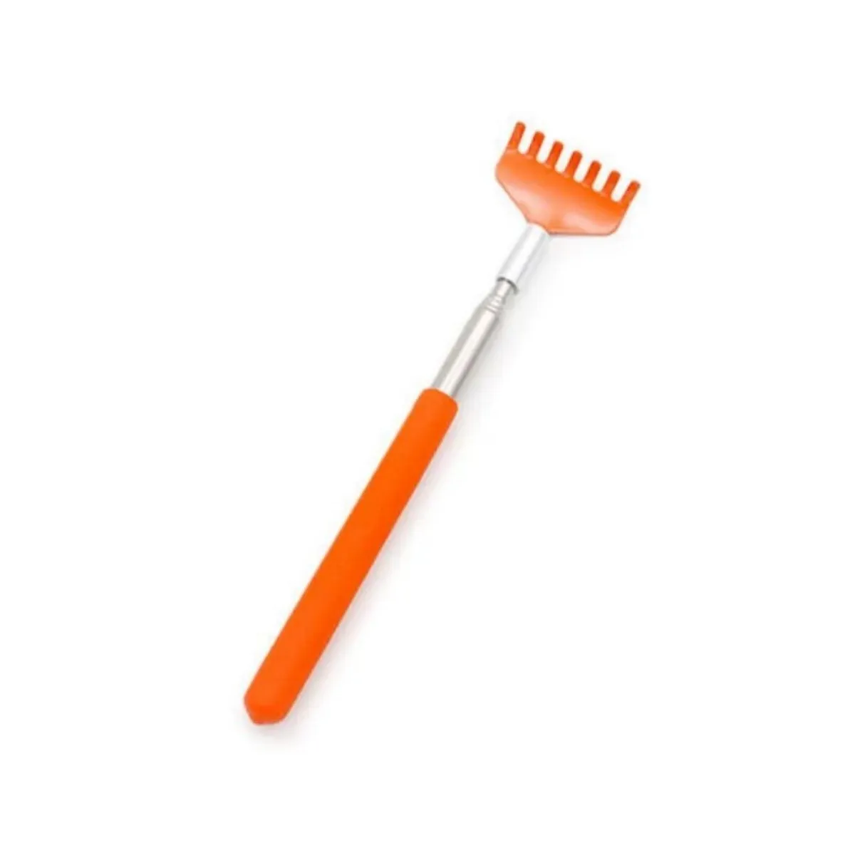 Orange retractable cat scratching toy with stainless steel body extended to full length