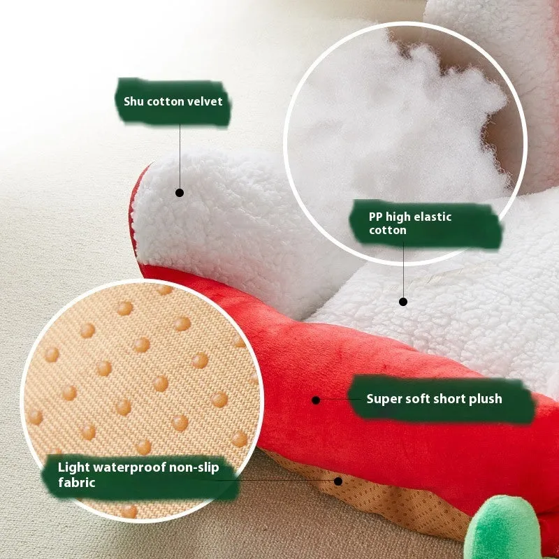 Christmas cloth cat bed winter warm 63x45x33cm on floor