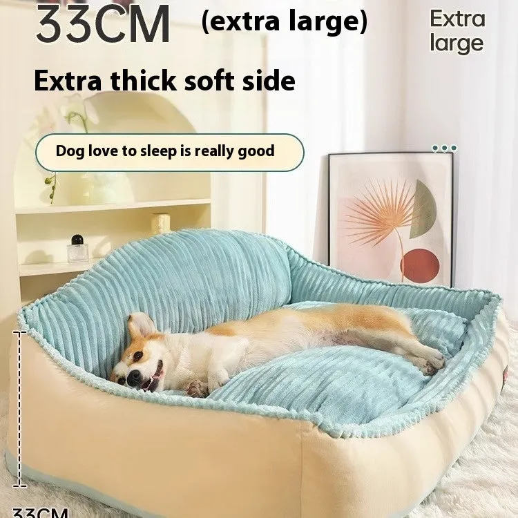 Morandi coloured washable dog bed cat bed on sofa with removable cover