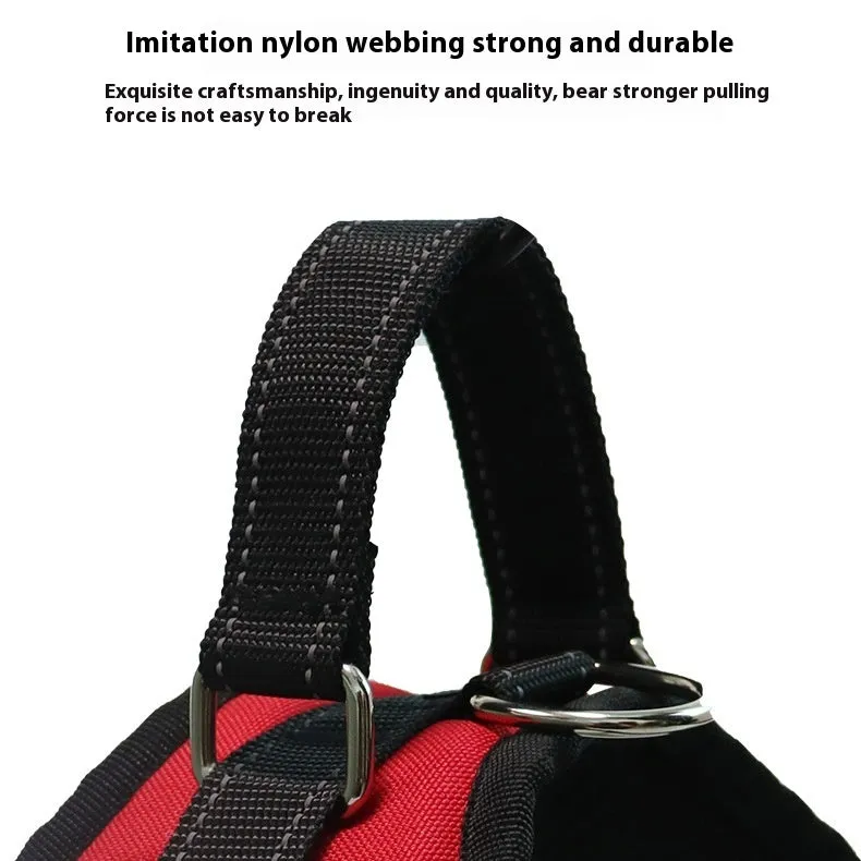 Explosion-proof polyester dog chest strap in army green camouflage on a medium dog