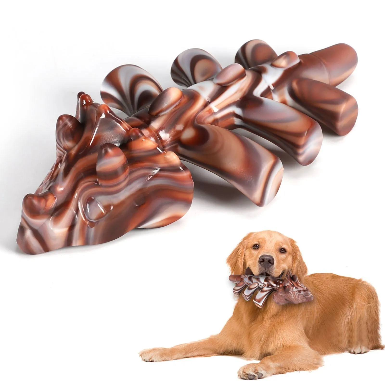 Nylon dog chewing toy in antlers beef flavour on a light background