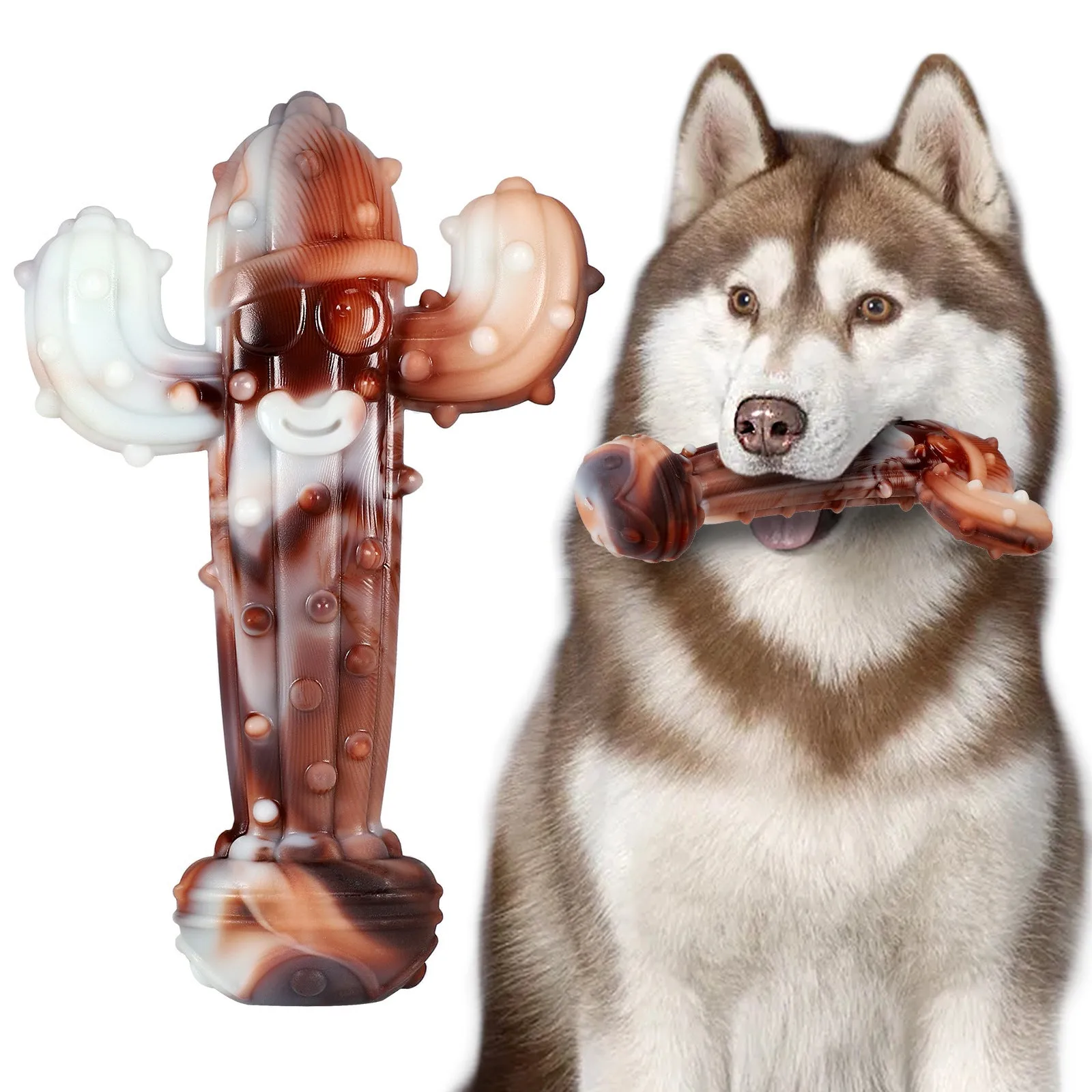 Nylon dog chewing toy in antlers beef flavour on a light background