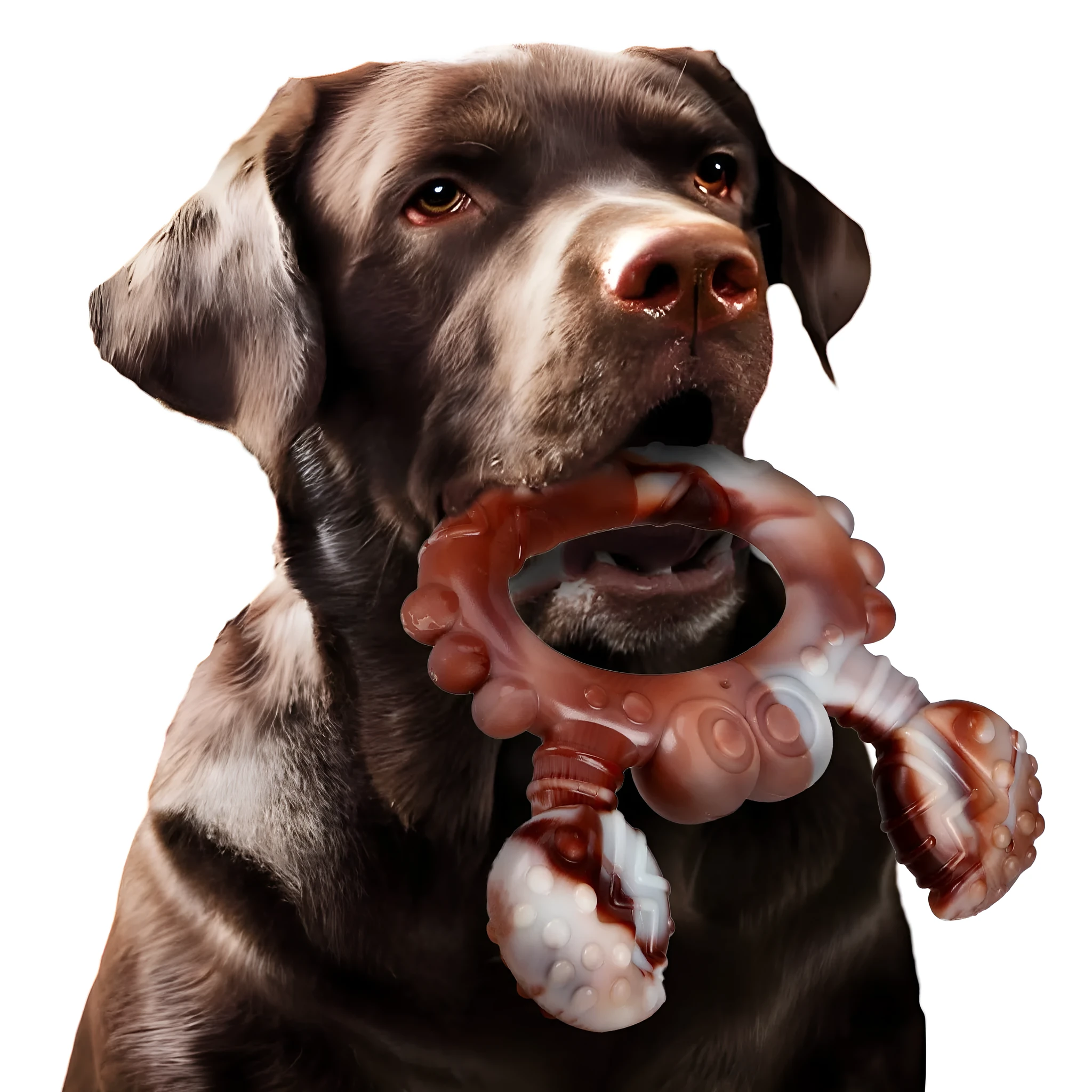 Nylon dog chewing toy in antlers beef flavour on a light background