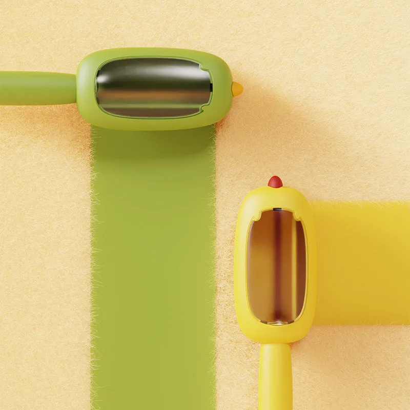 Portable lint roller in four colours blue green white yellow for removing pet hair from clothes