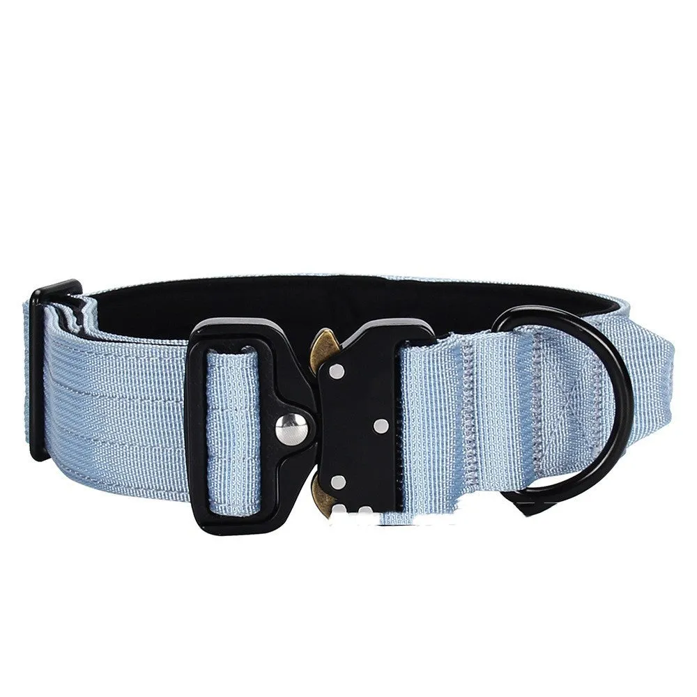 Nylon explosion-proof handle dog collar in black, 1.5-inch width, size M for neck 38-46cm