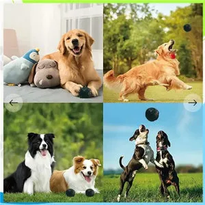 Interactive wiggly giggle dog toy – bite resistant TPU ball with meteorite bumps, available in 3 sizes (75mm, 90mm, 120mm)