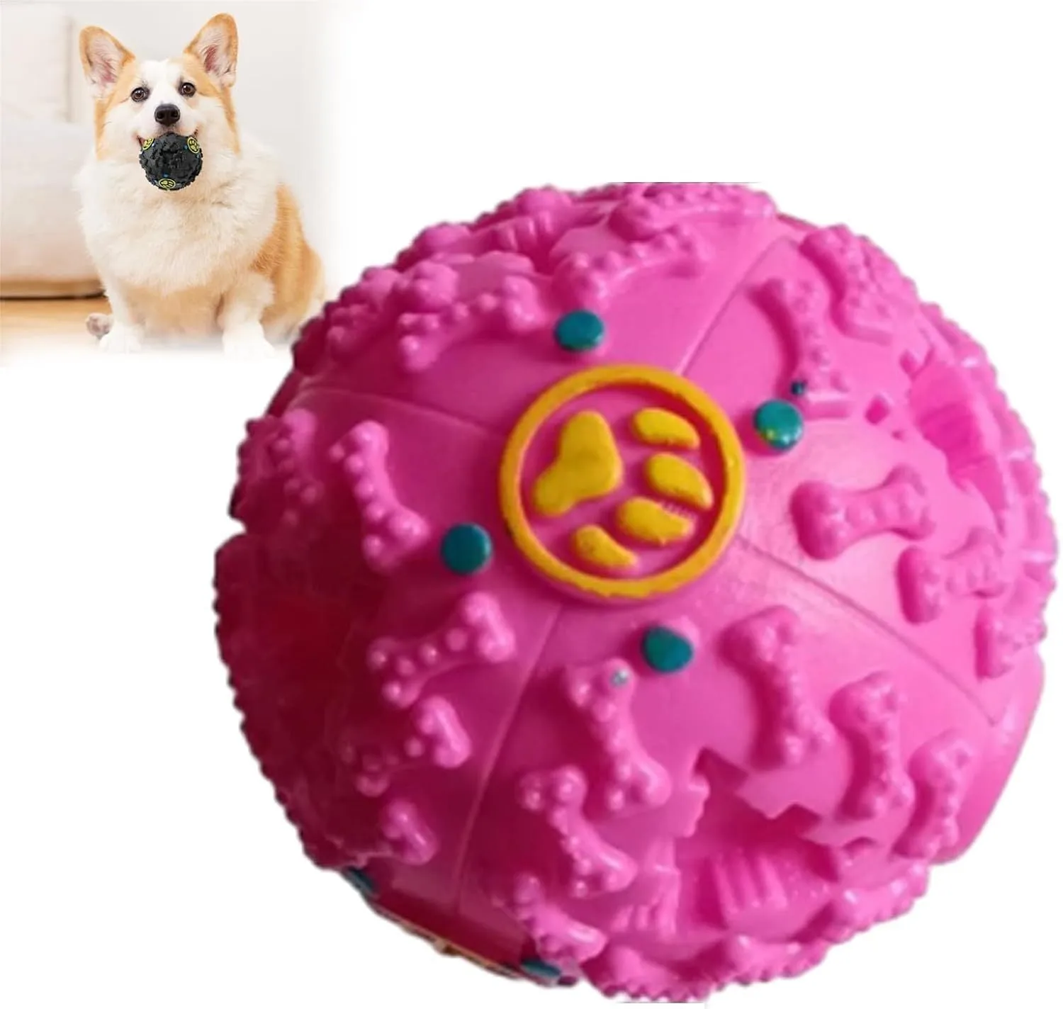 Interactive wiggly giggle dog toy – bite resistant TPU ball with meteorite bumps, available in 3 sizes (75mm, 90mm, 120mm)