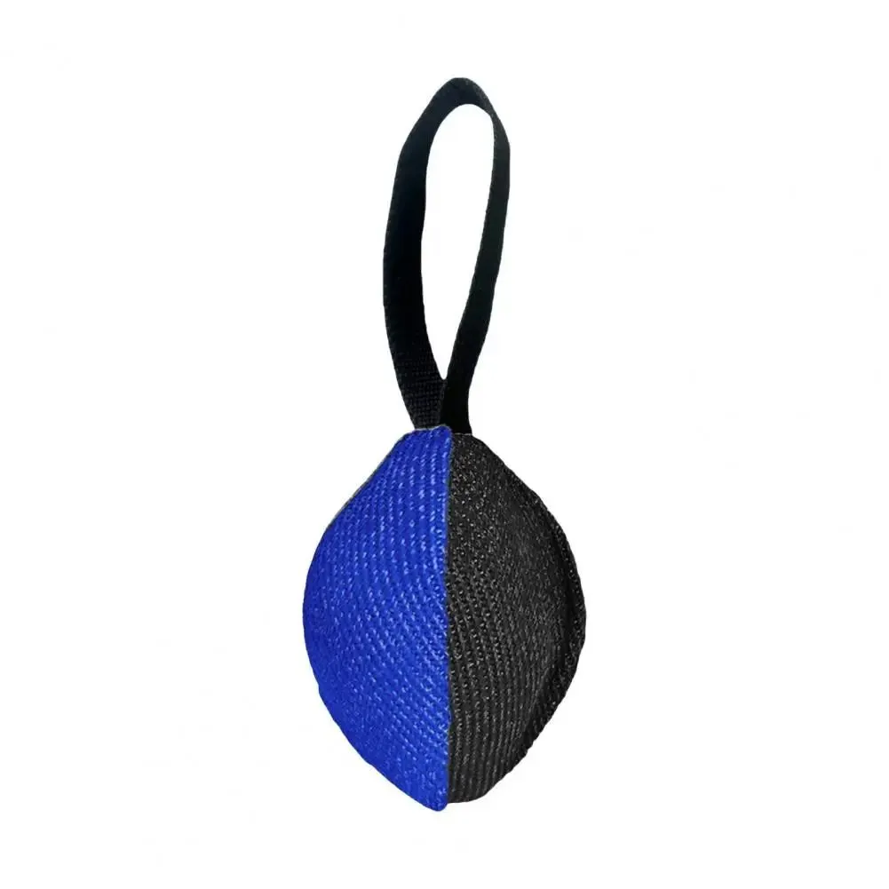 Linen tug toy with T-shaped pull tab, handcrafted in Europe from heavy-duty French linen, 14x11cm, available in blue