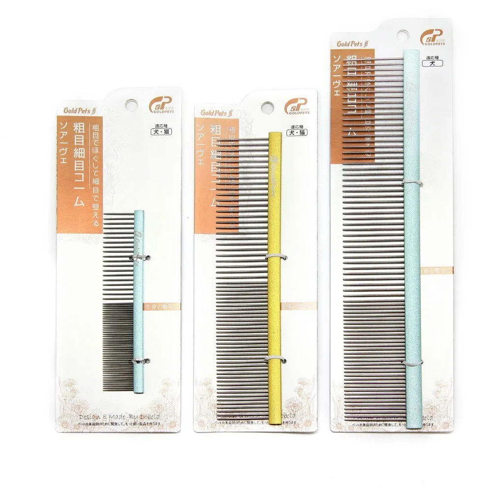 Double-sided stainless steel pet comb with 1mm fine teeth in blue option for dog and cat grooming