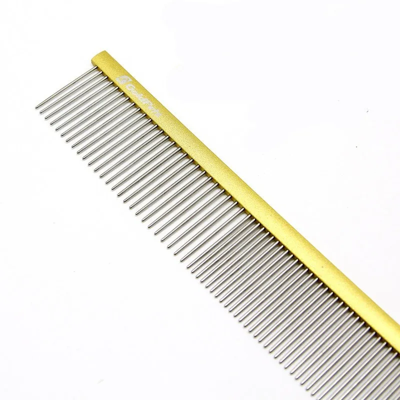 Double-sided stainless steel pet comb with 1mm fine teeth in blue option for dog and cat grooming
