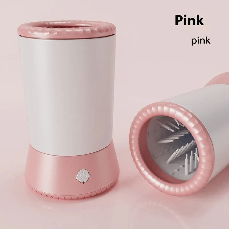 Electric foot-washing cup for dogs and cats in pink, blue, and white and blue colours