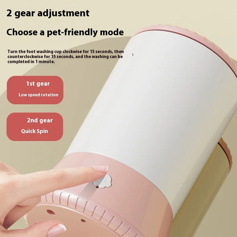 Electric foot-washing cup for dogs and cats in pink, blue, and white and blue colours
