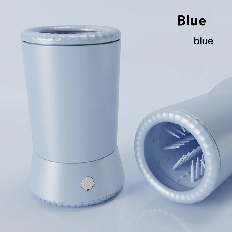 Electric foot-washing cup for dogs and cats in pink, blue, and white and blue colours