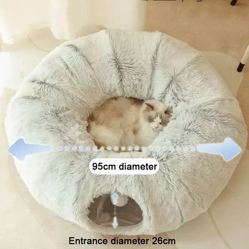 Gray plush cat bed mat measuring 85 by 85 by 26 centimetres, placed on floor for winter use